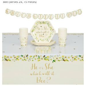 NEW Gender Reveal Bee Theme Party Pack, He Or She What Will It Bee Serves24
